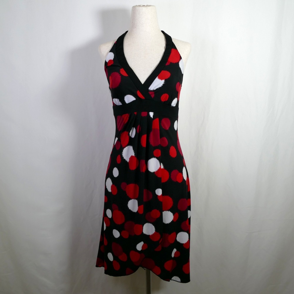 Candies Y2K Preppy Polka Dot Halter Babydoll Dress Size M Open Back Pinup Retro